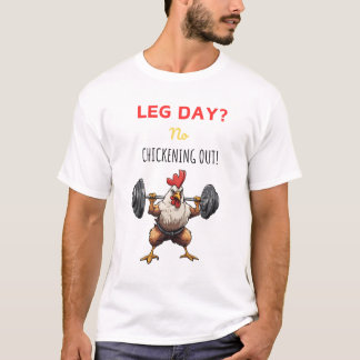Camiseta Cartoony chicken working out - leg day motivation