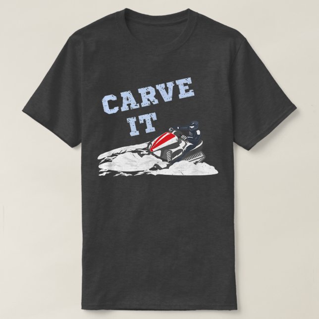 Camiseta Carve It Funny Snowmobile montando en profundidad  (Diseño del anverso)