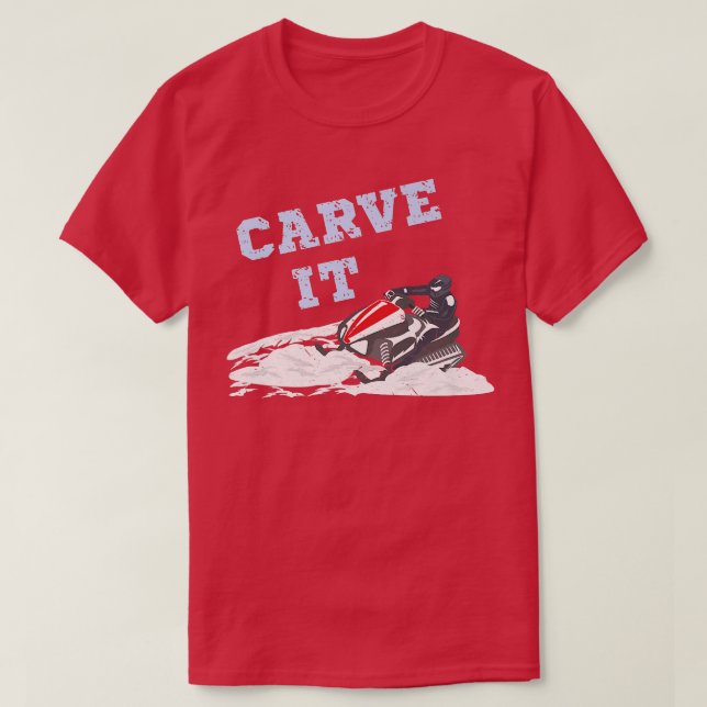 Camiseta Carve It Funny Snowmobile montando en profundidad  (Diseño del anverso)