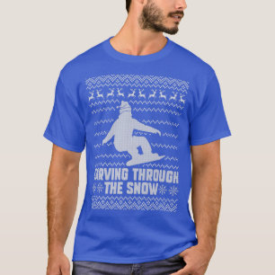Camiseta Carving Through The Snow Ugly Christmas Snowboarde