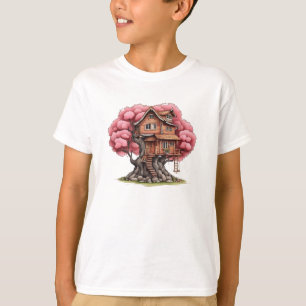 Camiseta Casa arbolada en un árbol de cerezo