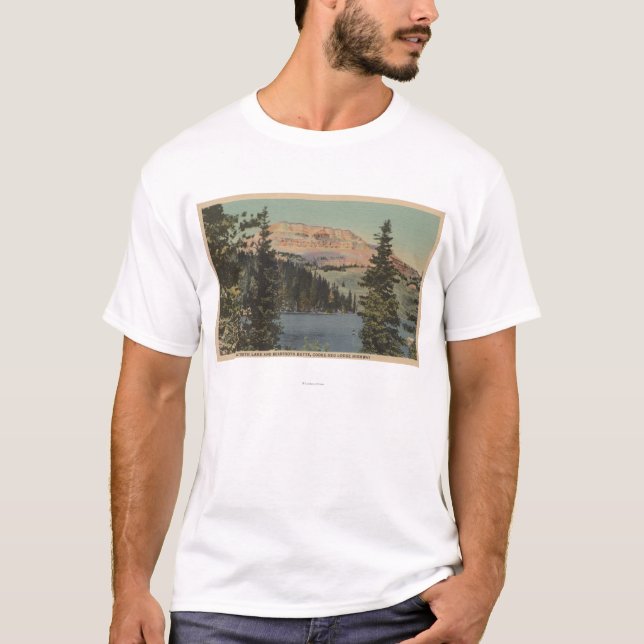 Camiseta Casa de campo roja, TA - vista del lago Beartooth (Anverso)