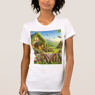 Camiseta Casa de campo soleada y colmenas – Campo acogedor