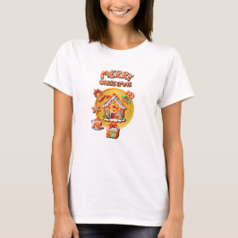 Camiseta Casa de Caramelo de Jengibre de Navidad y Año Nuev