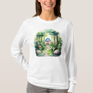 Camiseta Casa de champiñones encantada en un bosque mágico