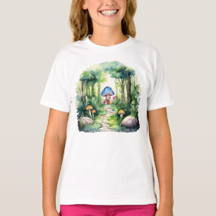 Camiseta Casa de champiñones encantada en un bosque mágico