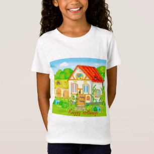 Camiseta Casa de cuento de hadas con un jardín en el tejado