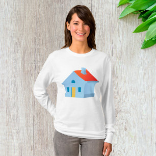 Camiseta Casa de Dibujos Animados Caprichosa Hogar Colorido