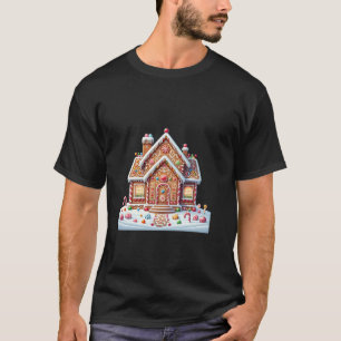 Camiseta Casa de Gingerbread Paisaje Paisaje Snowy Decoraci