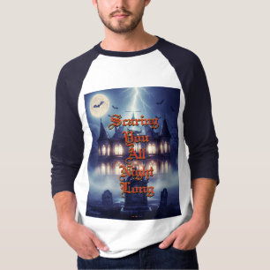 Camiseta Casa de Halloween con Frankie, Azul Oscuro