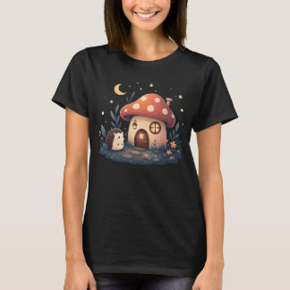 Camiseta Casa de hongo Kawaii adorable erizo