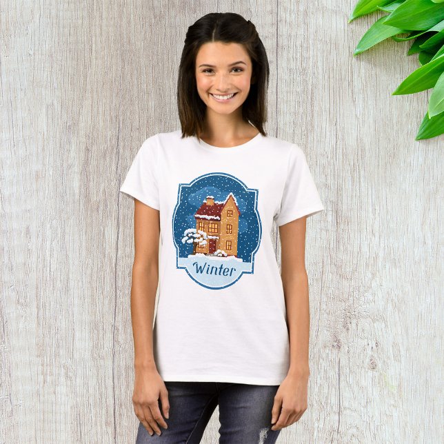 Camiseta Casa De Invierno En La Nieve (Subido por el creador)