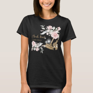 Camiseta Casa de limpieza de maestría Sparkling Gold Floral
