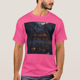 Camiseta Casa De Madera Entre Las Montañas Al Atardecer Act