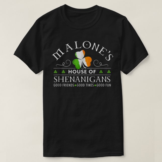 Camiseta Casa De Malones De Shenanigans Día De St Patricks (Diseño del anverso)