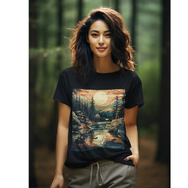 Camiseta Casa de montaña Escandinavia Retro Art