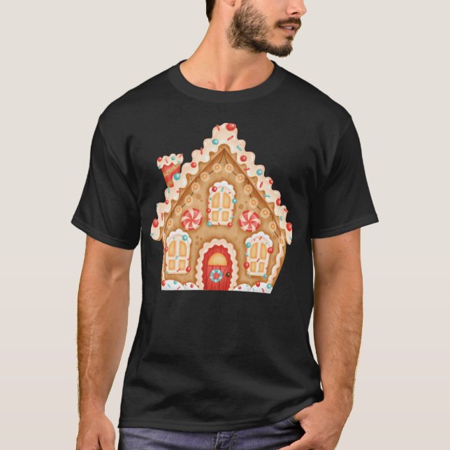 Camiseta Casa De Pan De Gengibre De Nochebuena Decorada Con (Anverso)
