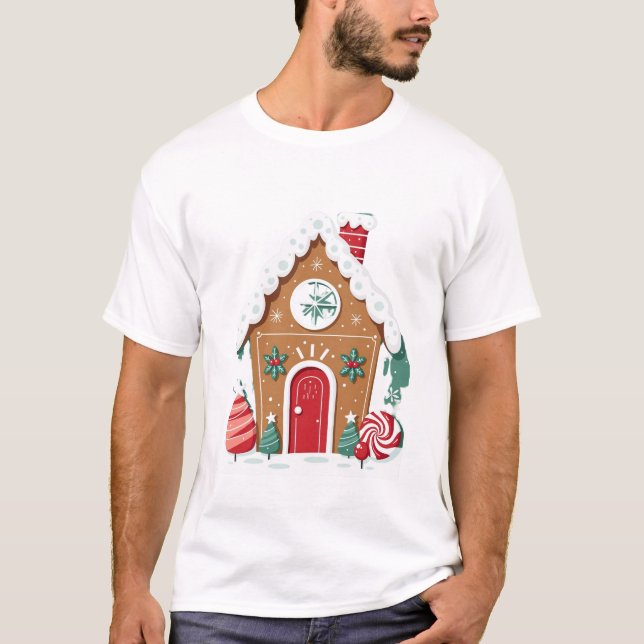 Camiseta Casa de pan de jengibre caprichoso en Navidades Wo (Anverso)