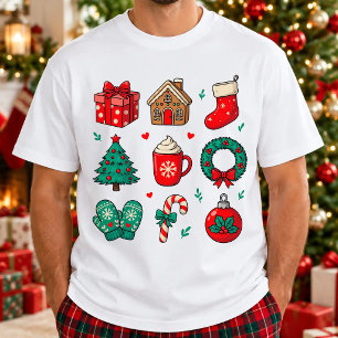 Camiseta Casa de Pan de Jengibre de Navidad Corona Mitones