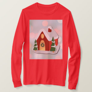 Camiseta Casa de pan de jengibre roja adorable Navidad