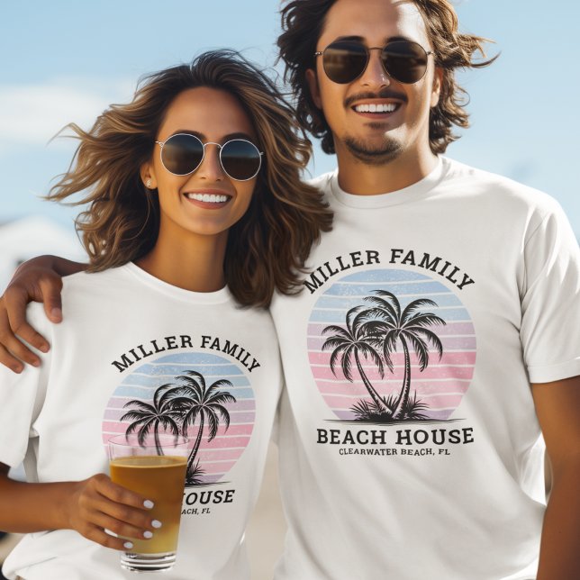 Camiseta Casa de playa de color Palm Tree Sunset (Subido por el creador)