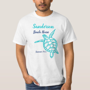 Camiseta Casa de playa de la Marina Azul de la Tortuga Verd