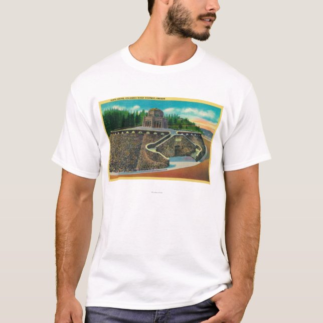 Camiseta Casa de Vista en el río Columbia, Oregon (Anverso)