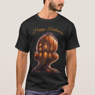 Camiseta Casa del árbol de calabaza caprichosa Feliz Hallow