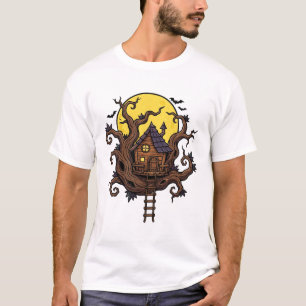 Camiseta Casa del árbol embrujada noche espeluznante arte d