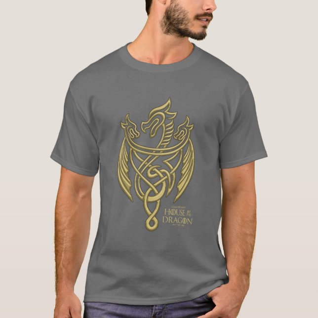 Camiseta CASA DEL DRAGÓN | Escudo Golden Filigree Dragon (Anverso)