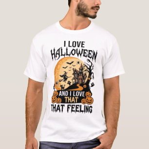 Camiseta Casa embrujada de Halloween Amor Luna Bruja Calaba