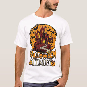 Camiseta Casa Embrujada de Halloween Luna Llena Calabazas