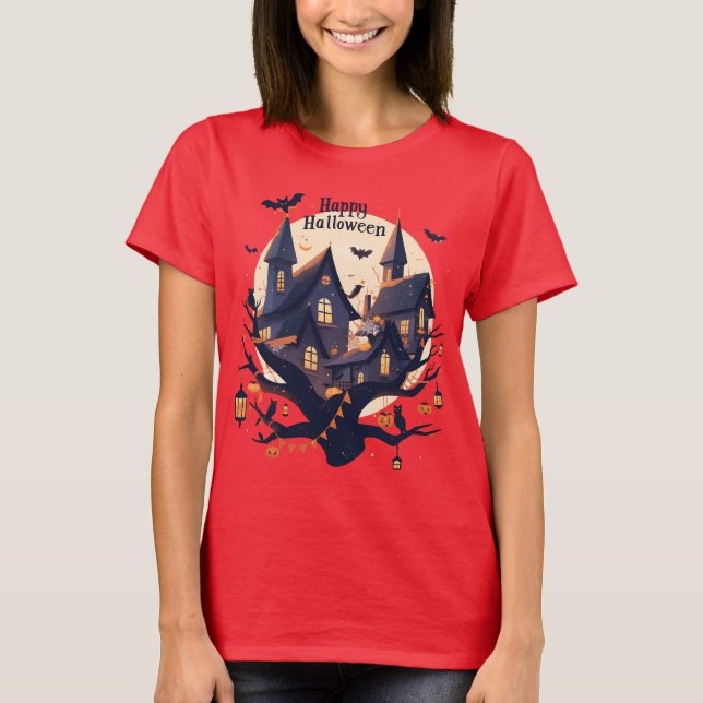 Camiseta "Casa Embrujada 'Feliz Halloween'" (Anverso)