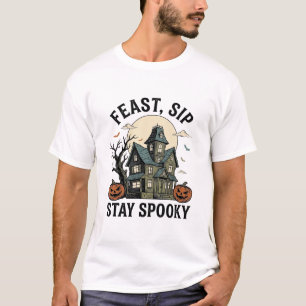 Camiseta Casa Embrujada Halloween Grabado Antiguo Diseño T
