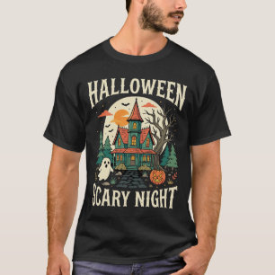 Camiseta Casa Embrujada Noche de Terror de Halloween Vector