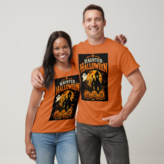 Camiseta Casa Embrujada Retro y Calabazas Halloween