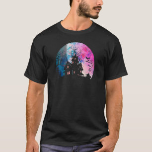 Camiseta Casa embrujada y espeluznante acuarela Luna llena