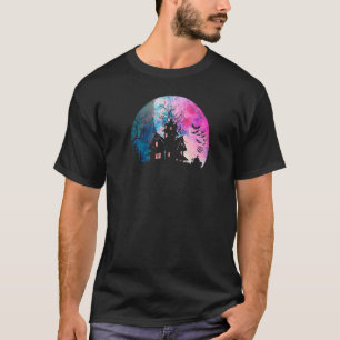 Camiseta Casa embrujada y espeluznante acuarela Luna llena