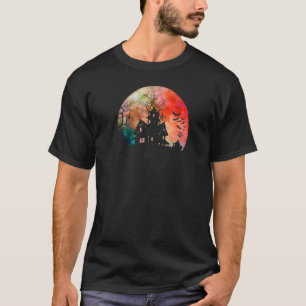 Camiseta Casa embrujada y espeluznante acuarela Luna llena