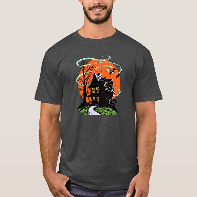 Camiseta Casa encantada de Halloween del vintage (Anverso)