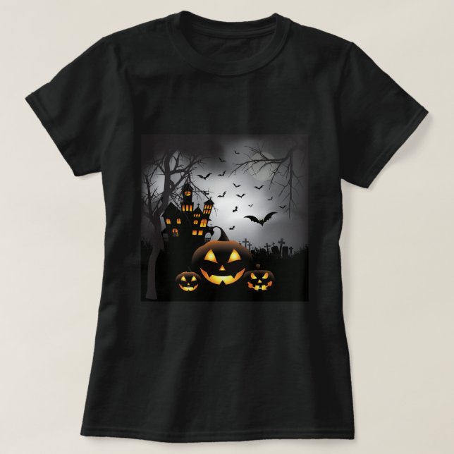 Camiseta Casa encantada de la calabaza de las escenas del (Diseño del anverso)