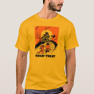 Camiseta casa encantada del truco o de la invitación de