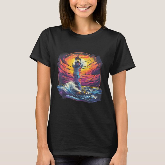 Camiseta Casa junto al mar con faro y vela (Anverso)
