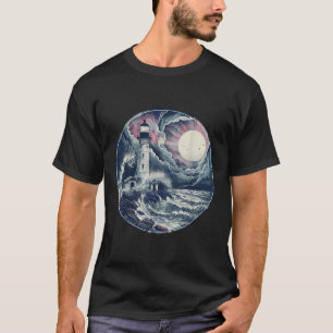 Camiseta Casa junto al mar con faro y velero