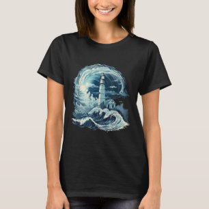 Camiseta Casa junto al mar con faro y veleros