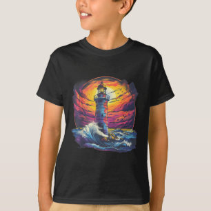 Camiseta Casa junto al mar con faro y veleros