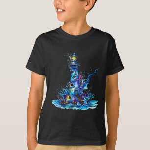 Camiseta Casa junto al mar con faro y veleros