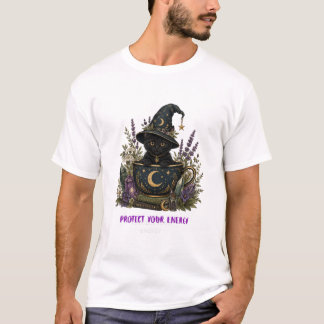 Camiseta Casa Mística Cottagecore Gato Protege Tu Energía A