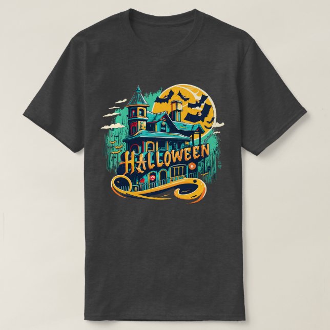 Camiseta casa vintage de halloween con fantasma (Diseño del anverso)