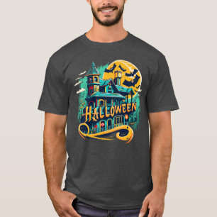 Camiseta casa vintage de halloween con fantasma